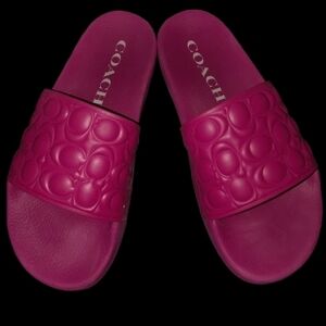 Coach Women's Fuchsia Slide Sandals